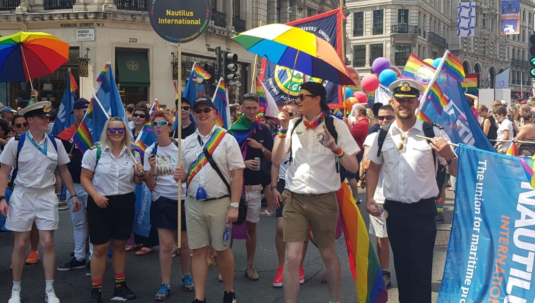Nautilus members taking part in a previous Pride In London march. Image:Nautilus members taking part in a previous Pride In London march.
